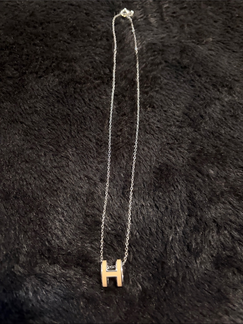 Silver Chain Necklace with Gold-Tone 'H' Pendant